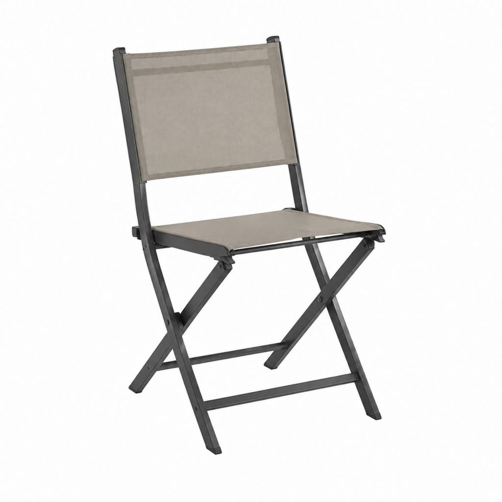 Klappstuhl Gartenstuhl Taupe aus PVC-beschichtetem Polyestergewebe und Stahl 46 x 55 x 80 cm