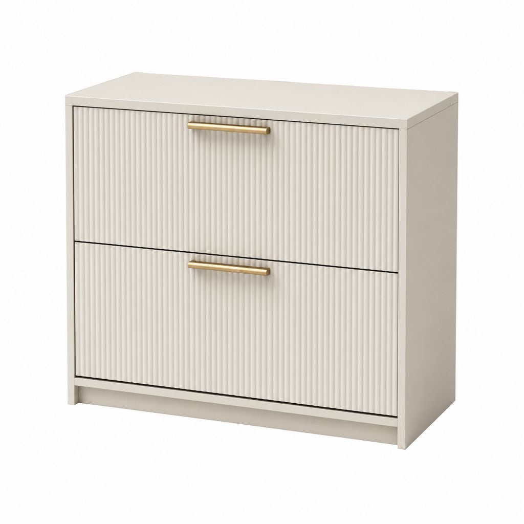 Nachttisch mit 2 Schubladen Beige MDF rechteckig 60 x 40 x 60 cm