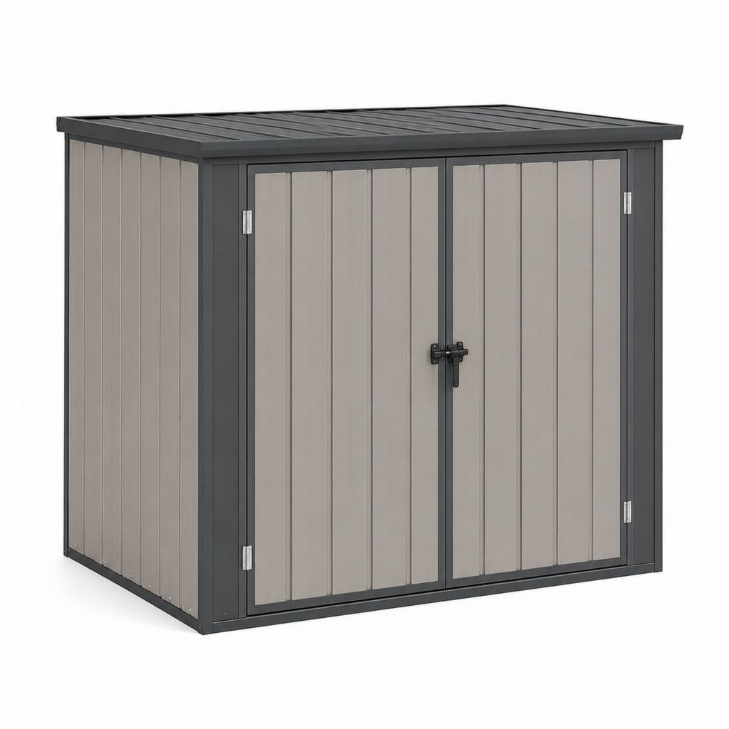 Gartenschuppen aus PP Kunststoff rechteckig Grau Schwarz 134 x 72 x 110 cm