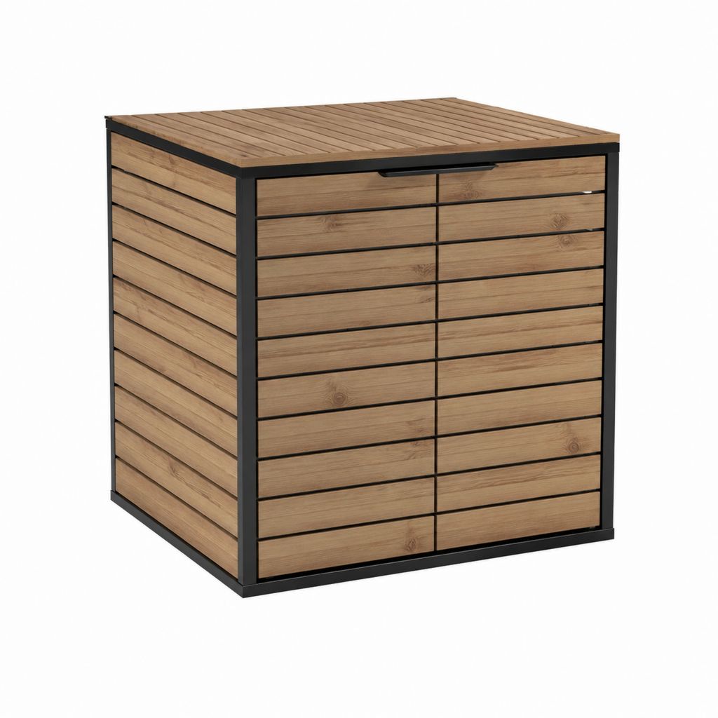 Garten-Aufbewahrungsbox Braun Schwarz WPC und Stahl rechteckig 100 x 50 x 100 cm