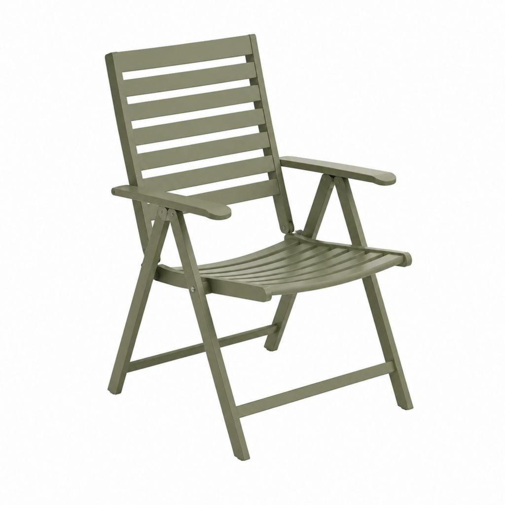 Klappbarer Gartenstuhl mit Armlehnen olivgrün pulverbeschichtetes Aluminium 55 x 60 x 95 cm