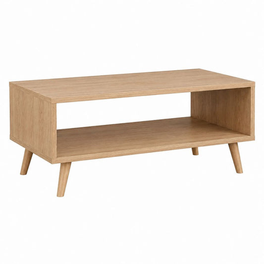 Couchtisch Eichefarben aus melaminbeschichteter Spanplatte rechteckig 100 x 50 x 45 cm mit Ablagefach