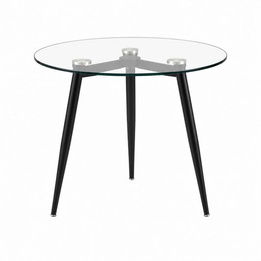 Runder Couchtisch transparentes Sicherheitsglas Stahl Schwarz Ø 80 cm Höhe 75 cm