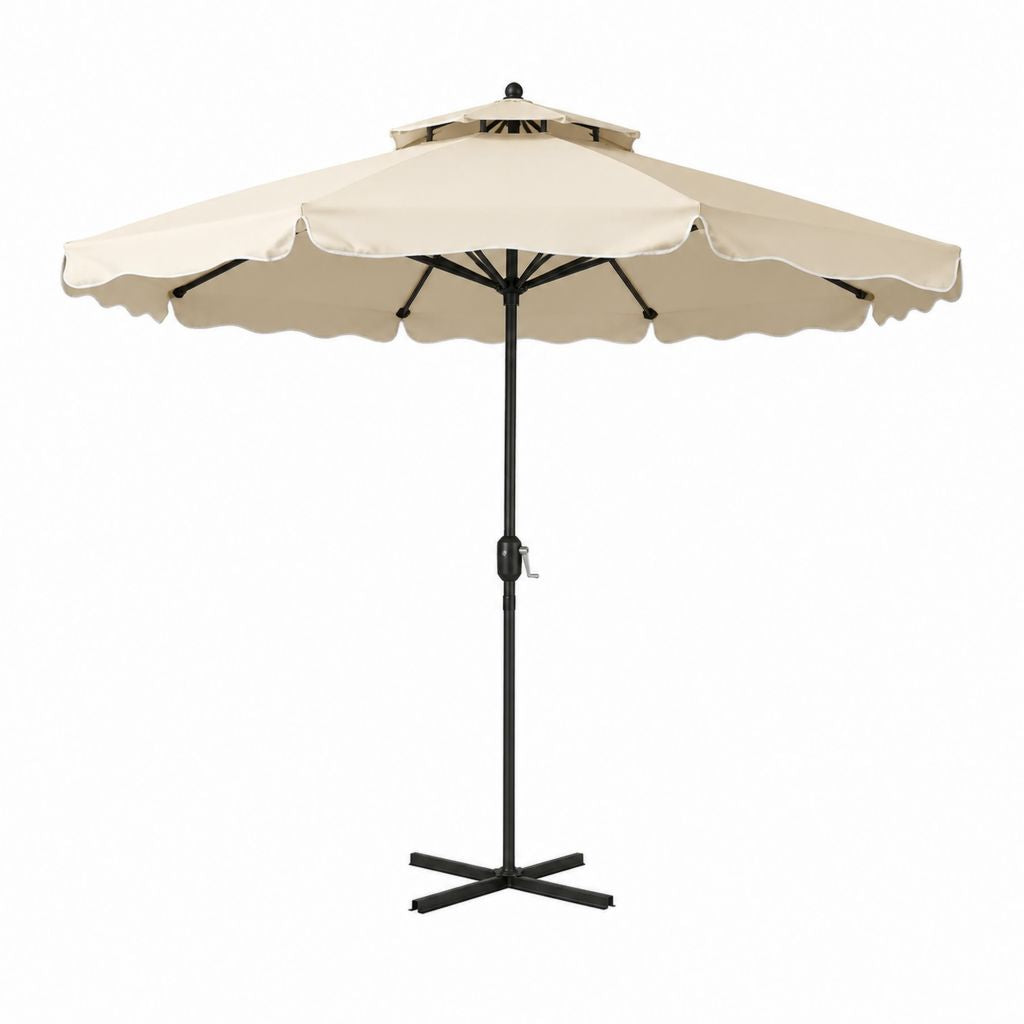 Sonnenschirm 300 cm Beige Polyester achteckig mit Stahlmast 250 cm und Kurbel