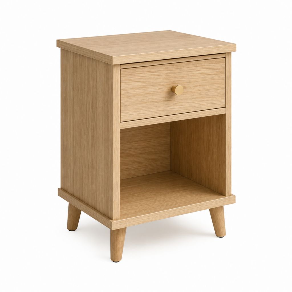 Nachttisch Eichenholzoptik mit Schublade und offenem Fach 40 x 35 x 60 cm
