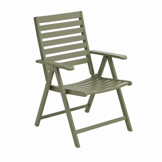 Klappbarer Gartenstuhl mit Armlehnen olivgrün pulverbeschichtetes Aluminium 55 x 60 x 95 cm