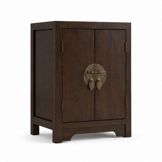 Nachttischschrank Dunkelbraun Massivholz rechteckig mit 2 Türen 55 x 40 x 85 cm