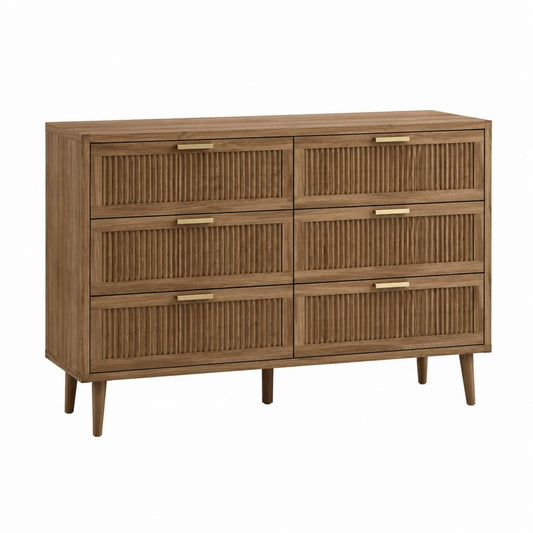 Kommode mit 6 Schubladen in Walnussoptik aus MDF rechteckig 150 x 45 x 90 cm