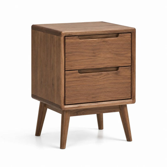 Nachttisch mit 2 Schubladen Nussbaum Massivholz rechteckig 45 x 40 x 60 cm