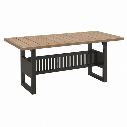 Gartentisch rechteckig Natur Schwarz aus Akazien-Massivholz und pulverbeschichtetem Stahl 180 x 90 x 75 cm