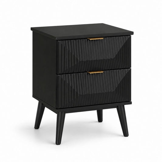Nachttisch mit 2 Schubladen Schwarz MDF rechteckig 40 x 35 x 55 cm