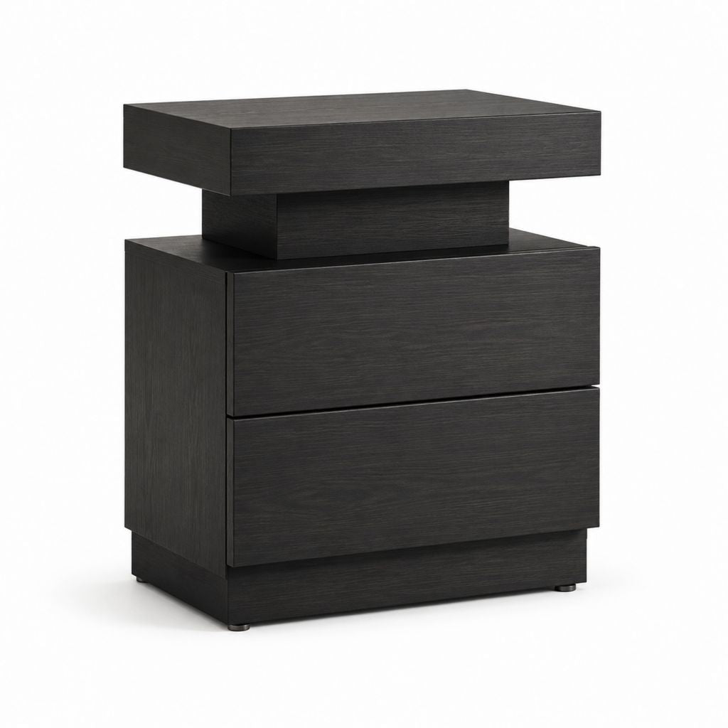 Nachttisch Schwarz aus MDF mit 3 Schubladen rechteckig 50 x 40 x 60 cm