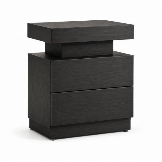 Nachttisch Schwarz aus MDF mit 3 Schubladen rechteckig 50 x 40 x 60 cm