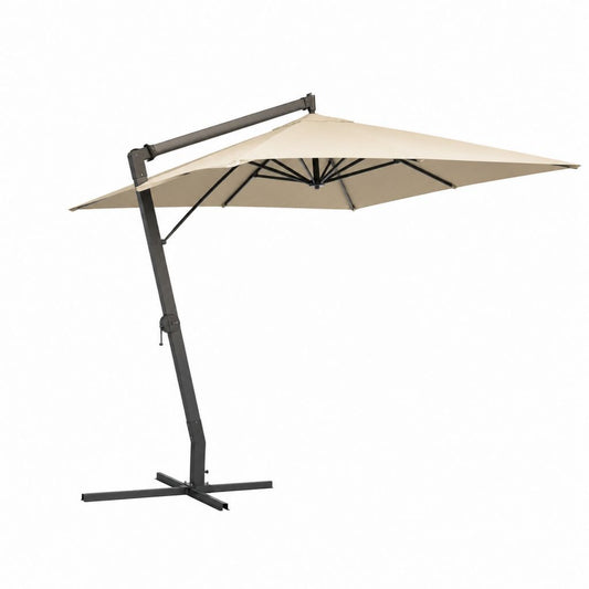 Ampelschirm Sonnenschirm Beige mit Stahlgestell und quadratischem Polyesterdach 300 x 300 cm