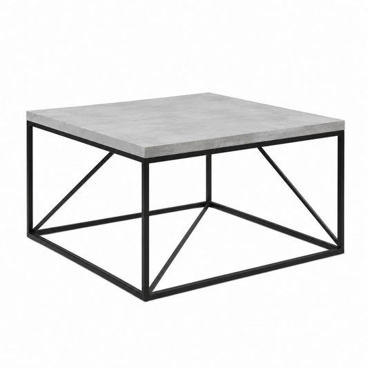 Couchtisch Betonoptik Grau MDF quadratisch mit Stahlgestell 80 x 80 x 45 cm